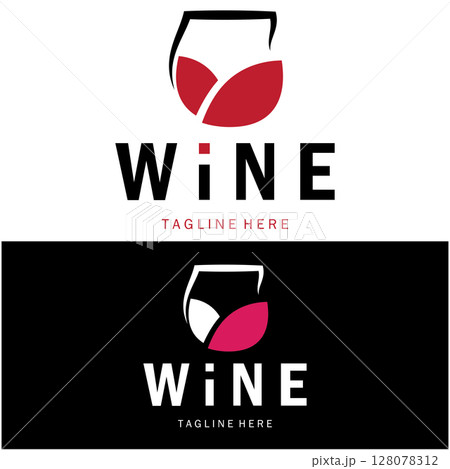 Wine logo with wine glasses and bottles.for night clubs,bars,cafe and wine shops. 128078312