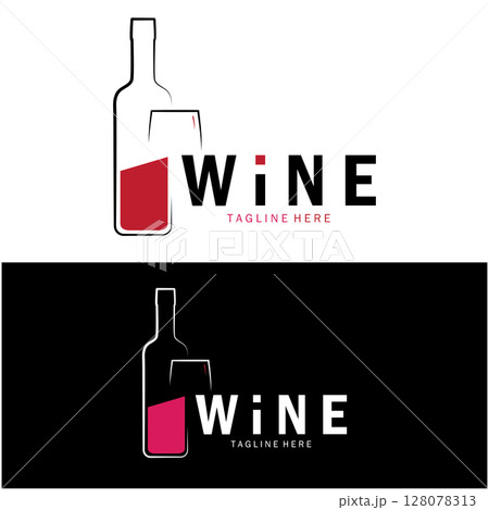 Wine logo with wine glasses and bottles.for night clubs,bars,cafe and wine shops. Wine logo with wine glasses and bottles.for night clubs,bars,cafe and wine shops. 128078313