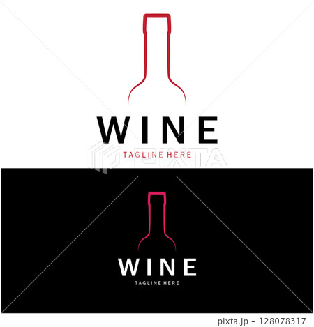 Wine logo with wine glasses and bottles.for night clubs,bars,cafe and wine shops. Wine logo with wine glasses and bottles.for night clubs,bars,cafe and wine shops. 128078317