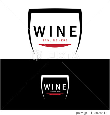 Wine logo with wine glasses and bottles.for night clubs,bars,cafe and wine shops. 128078318