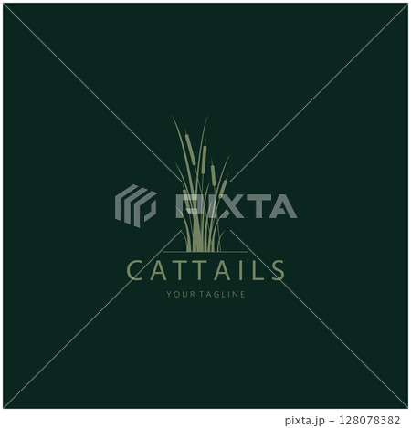 cattails or river reed grass plant logo design, aquatic plants, swamp, wild grass vector cattails or river reed grass plant logo design, aquatic plants, swamp, wild grass vector 128078382