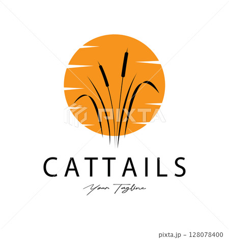 cattails or river reed grass plant logo design, aquatic plants, swamp, wild grass vector cattails or river reed grass plant logo design, aquatic plants, swamp, wild grass vector 128078400