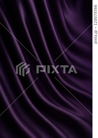 Deep Violet Silk Drapery Flowing in Luxurious, Lustrous Waves 128078566