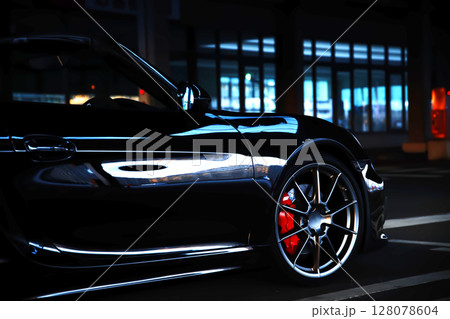 ツヤツヤの黒いオープンカー ツヤツヤの黒いオープンカー 128078604