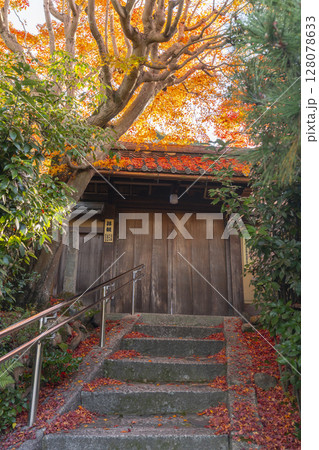 秋の京都 紅葉に包まれた金福寺 山門 秋の京都 紅葉に包まれた金福寺 山門 128078633