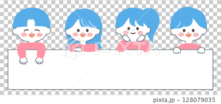 孩子們從上方微笑探出頭來的插圖 128079035