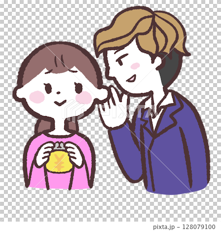 Illustration of a woman being seduced by a man in a suit Illustration of a woman being seduced by a man in a suit 128079100