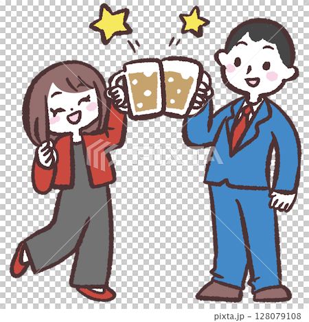 敬酒男性和女性例證 128079108