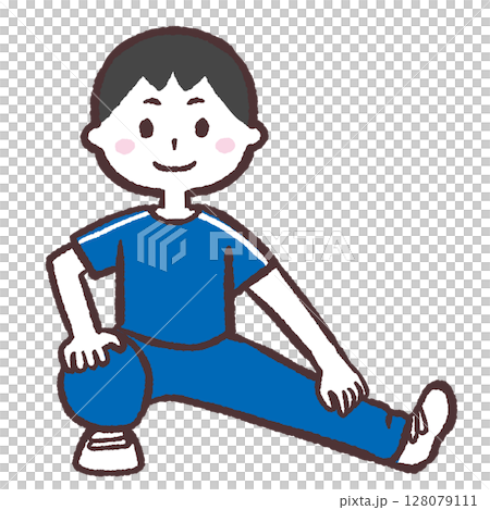 一名男子伸展腿部的插圖 一名男子伸展腿部的插圖 128079111