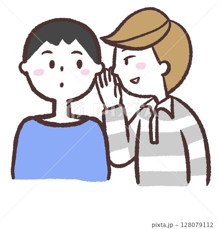 耳打ちされる男性のイラスト 128079112
