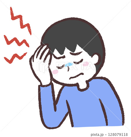 頭痛に苦しむ男性のイラスト 頭痛に苦しむ男性のイラスト 128079118