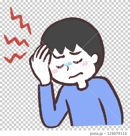 頭痛に苦しむ男性のイラスト 頭痛に苦しむ男性のイラスト 128079118