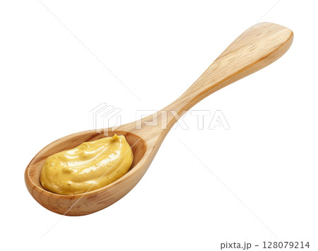 Wooden Spoon with Mustard 128079214