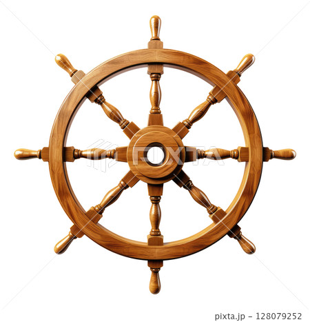 Wooden ship wheel 128079252