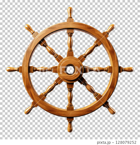 Wooden ship wheel 128079252
