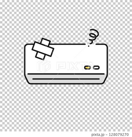 Simple vector icon illustration of a broken air conditioner Simple vector icon illustration of a broken air conditioner 128079270