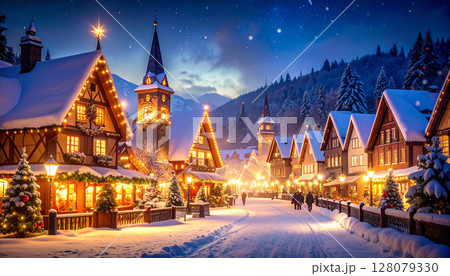 クリスマス 雪 生成AI 背景 クリスマス 雪 生成AI 背景 128079330