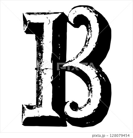 Grunge style letter B. Rough initial. 128079454