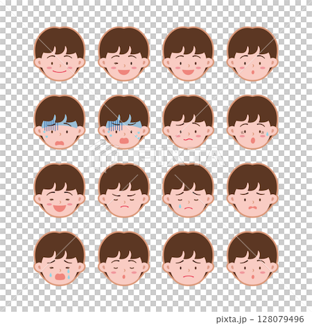 Face Icon: Various facial expressions of boys Face Icon: Various facial expressions of boys 128079496