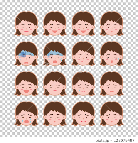 Face Icons: Various facial expressions of girls 128079497