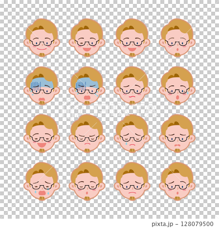 フェイスアイコン いろいろな表情をした男性のイラスト フェイスアイコン いろいろな表情をした男性のイラスト 128079500
