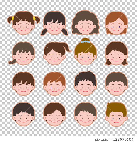 フェイスアイコン いろいろな子どもたちの顔 128079504
