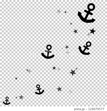 黒い錨と星のイラスト 黒い錨と星のイラスト 128079577