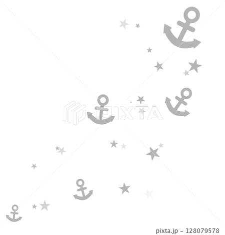 グレーの錨と星のイラスト 128079578