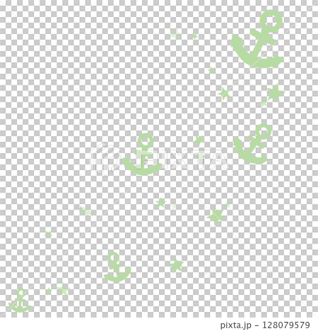 薄い緑色の錨と星のイラスト 128079579