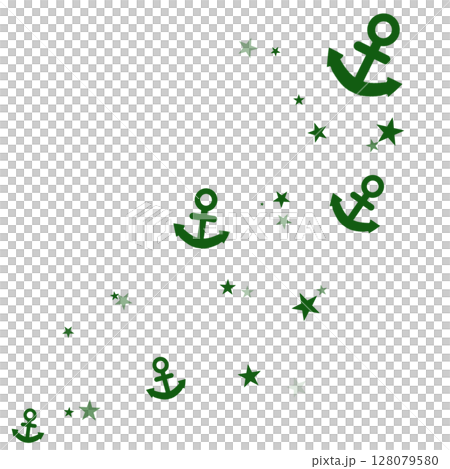 緑色の錨と星のイラスト 128079580