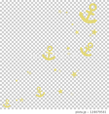 薄い黄色の錨と星のイラスト 128079581