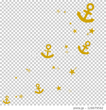 黄色の錨と星のイラスト 黄色の錨と星のイラスト 128079582