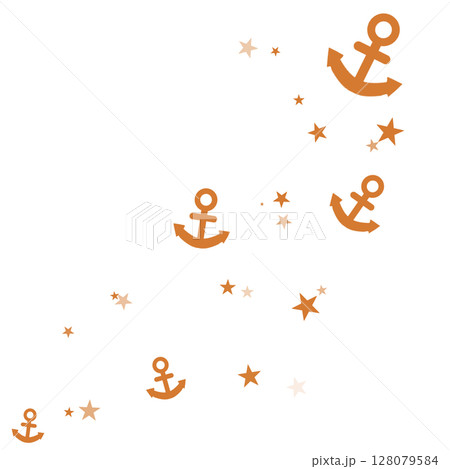 オレンジ色の錨と星のイラスト 128079584