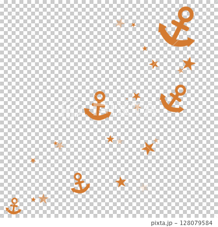 オレンジ色の錨と星のイラスト 128079584