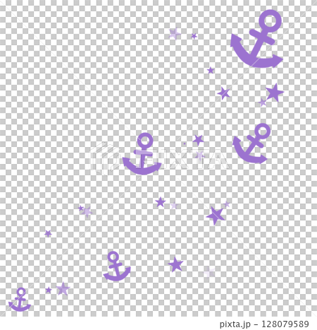 薄い紫の錨と星のイラスト 128079589