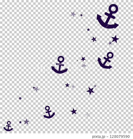 紫の錨と星のイラスト 128079590
