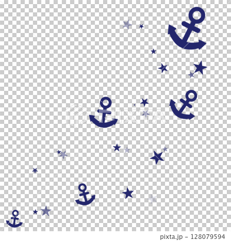 くすんだ青の錨と星のイラスト くすんだ青の錨と星のイラスト 128079594