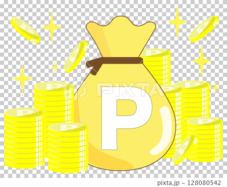 袋に入ったポイントコイン 袋に入ったポイントコイン 128080542