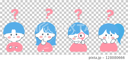 Children: Cute and pop illustrations of children with questions Children: Cute and pop illustrations of children with questions 128080666