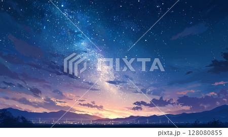美しい夜明け前の星空 128080855