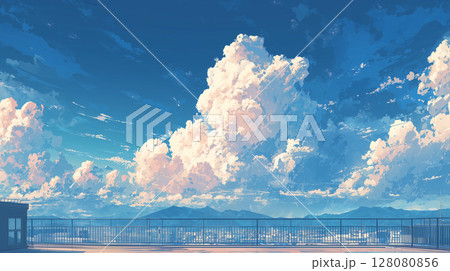 屋上から眺める夏の空と積雲 128080856