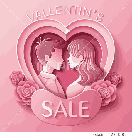 happy valentines day greeting card with two girls in love. 128081093