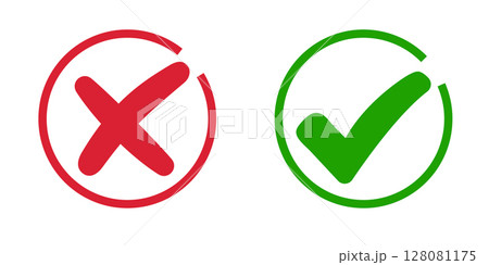 Set check mark and cross. Vector illustartion. 128081175