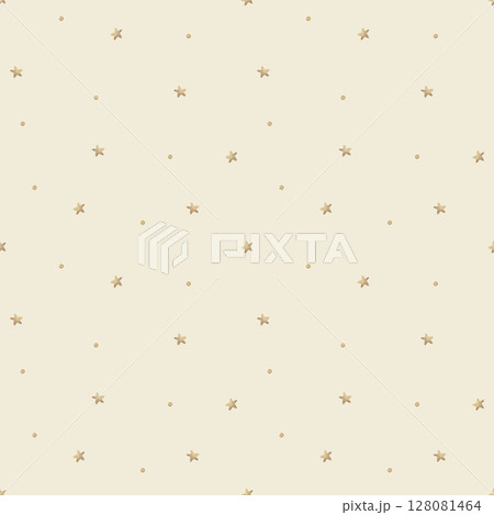 Seamless pattern beige stars are located chaotically. Watercolor illustration hand drawn in children's style, simple print on beige background for design textiles, fabrics, packaging, clothes postcard Seamless pattern beige stars are located chaotically. Watercolor illustration hand drawn in children's style, simple print on beige background for design textiles, fabrics, packaging, clothes postcard 128081464