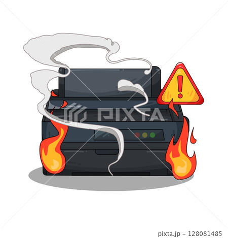 illustration of printer fire illustration of printer fire 128081485