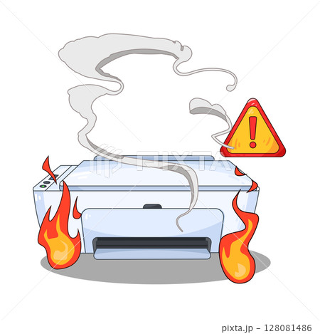 illustration of printer fire illustration of printer fire 128081486
