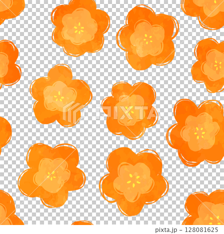 Hand-drawn retro floral seamless pattern (orange) 128081625