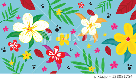 seamless pattern with flowers and butterflies, wallpaper, background, print, abstract 128081754