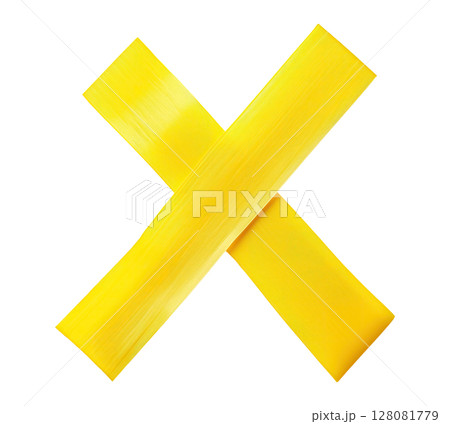 Cross of yellow tape pieces 128081779
