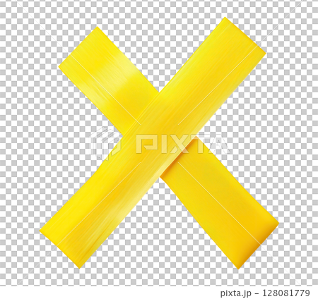 Cross of yellow tape pieces 128081779